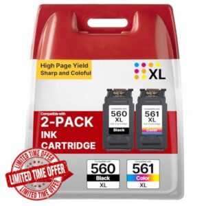 PG560/CL561XL Ink Cartridges Compatible for Canon PG560/CL561 XL Ink Cartridges for PIXMA TS5350 TS5350a TS5351 TS5351a TS5352 TS5352a TS5353a TS7450 TS7450a TS7451 TS7451a printers (2-Pack)