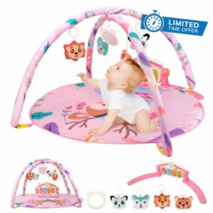 Baby Play Gym Mat Tummy Time Baby Activity Mat with Music and Lights Multi-Sensory Developmental Toys for Newborn Baby 0-12 Months