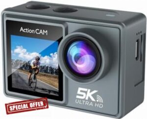 KESWO Action Camera 5K + 64GB Memory Card + 1 battery (included)