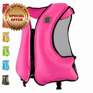 Dual-Chamber Inflatable Buoyancy Jacket Adjustable Flotation Aid for Adults High Visibility Design for Swimming Fishing Water Activities