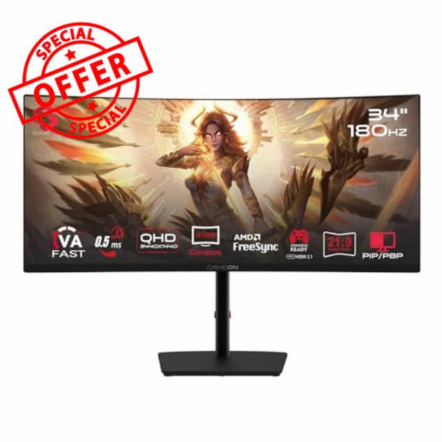 GAMEON 34-Inch Curved WQHD 2K Gaming Monitor – 180 Hz