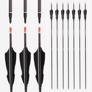 12pc Black Barbed Fletching Hunting Arrows ID 6.2mm Spine 200 250 300 350 400 500 600 700 800 Pure-carbon Arrow