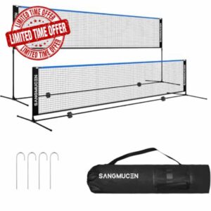 Badminton Net Set Outdoor Height Adjustable Post Frame Stand Portable Garden Backyard with Carry Bag for Pickleball Tennis Badminton Volleyball