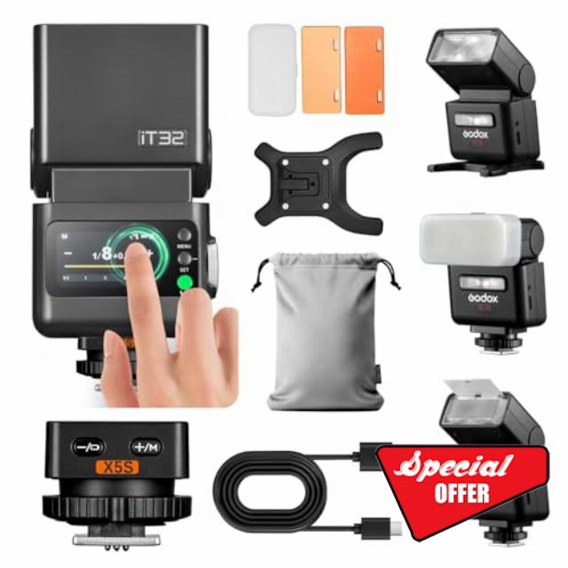 Godox iT32 TTL Camera Flash with X5C Wireless Flash Trigger