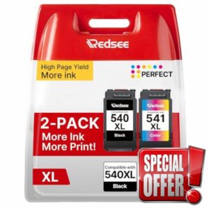 540XL and 541XL Ink Cartridges Compatible for Canon 540 and 541 Ink Cartridges PG 540XL Black and CL 541XL Colour Ink for Canon Pixma MG3650S MG3250 MG4250 MG2150 MX535 MX375 TS5150 (2 Pack)