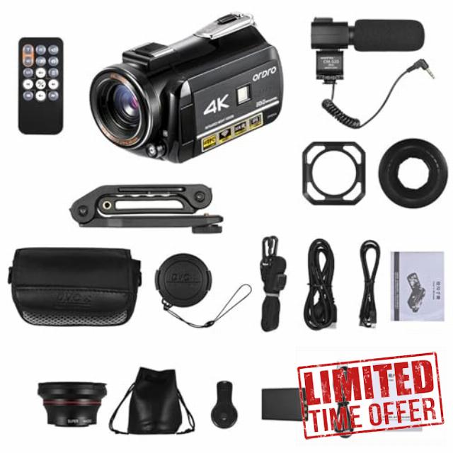 Akozon Digital Video Camera Camcorder 30MP 30X Zoom 3.0 Inch IPS LCD Touchscreen with Wide Angle Lens for Outdoor Activities