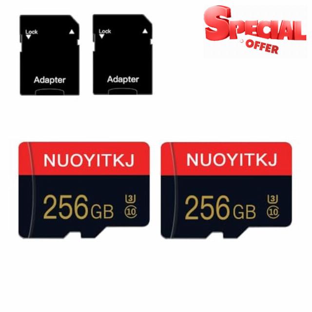 2 Pack Micro Memory Card 256GB Class 10 TF Card with Adapter High Speed Memory Card for Tablet
