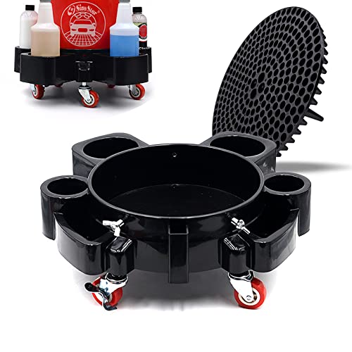 360°Rolling Car Wash Buckets Dolly with Brakes Compatible