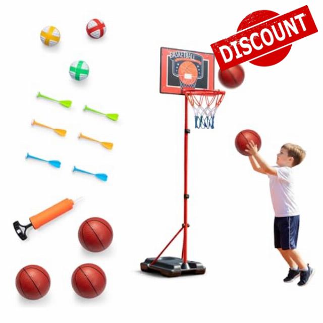 2-in-1 Portable Basketball Hoop for Kids & Adults