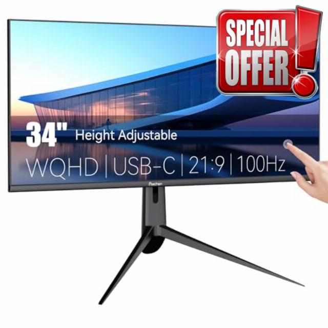 34" WQHD 3440×1440P Touchscreen Monitor 350cd/m²