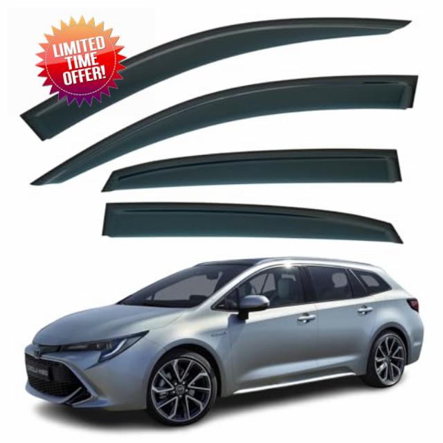 Set Of 4 STICK-ON Wind Deflectors For TOYOTA COROLLA E210 5-door Estate Touring Sport 2019 2020 2021 2022 2023 2024 2025 2026 Models. Corolla Rain Deflectors