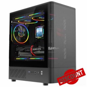 CiT F3 Mesh mATX Gaming PC Case - Airflow Gaming Chassis with Tempered Glass Side Panel - 3x 120mm ARGB Fans Included - Daisy Chain Lighting - USB 3.0 + USB 2.0-240mm AIO Support | Black