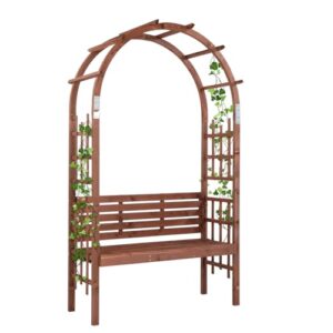 2-Seater Wooden Arbour Trellis Pergola with Back for Lawn Backyard Decor