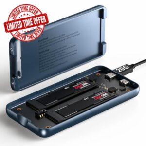 Dual Bay Raid SSD Enclosure: 2280 M2 Hard Drive Enclosure with Clone Mode & Raid 0/1 & JBOD Mode