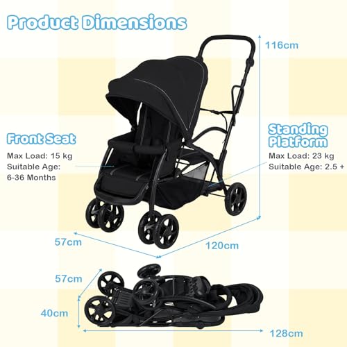 Foldable Twin Pram for Infants