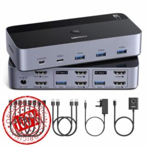 UGREEN 8K@60Hz HDMI 2.1 KVM Switch 2 Monitors 2 Computers Support 4K@120Hz