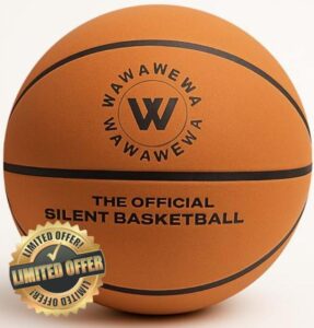 WAWAWEWA The Official Silent Basketball Size 7 (29.5") – Ready to Play Indoor Basketball for Quiet Dribbling – Grooved Airless Indoor Training PU Foam Basket Ball for All Ages