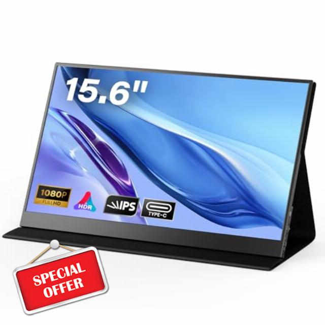 Portable Monitor 15.6" 1080P FHD Laptop Monitor External IPS Display