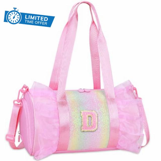 RHCPFOVR Personalized Monogram Dance Bag for Girls - 3-6 Years Kids Lightweight Water Resistant Oxford Backpack for Ballet Cheerleading Sleepovers Gymnastics