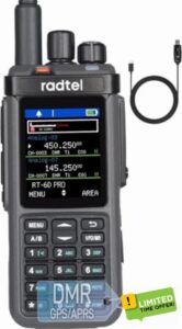 Radtel RT-6D PRO DMR Radio GPS APRS 500K Contacts Dual Time Slot Two Way Radio Dual Band Walkie Talkie Tier 1+2 Ham Radio 1024 Channels Type C Charge