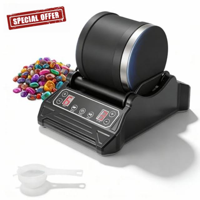 Rock Tumbler Kit Barrel with Crystals to Transform Rough Stones into Dazzling Gems
