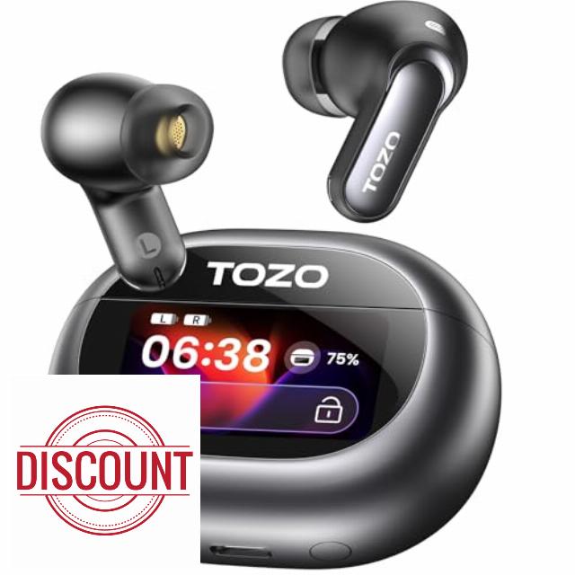 TOZO NC20 Pro Active Noise Cancelling Wireless Earbuds with Smart Touch Screen