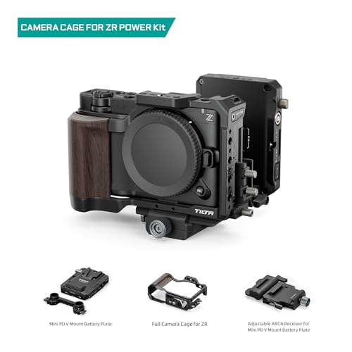 Camera Cage Compatible with Nikon ZR Power Kit with ARCA Receiver and V Mount Battery Plate - Black TA-T98-C-B