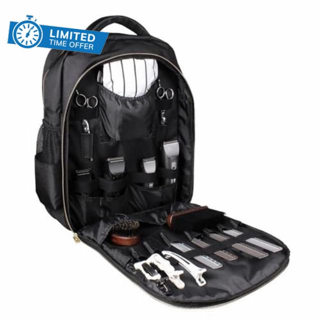 Barber Back-pack - Travel Barber Bag Holds | Black Travel Makeup Barbers Bag | Heavy Duty Rainproof Barrber Back-pack | Cosmetic Organizer Case With Shoulder Strap Large | Waterproof Multifunction Rai