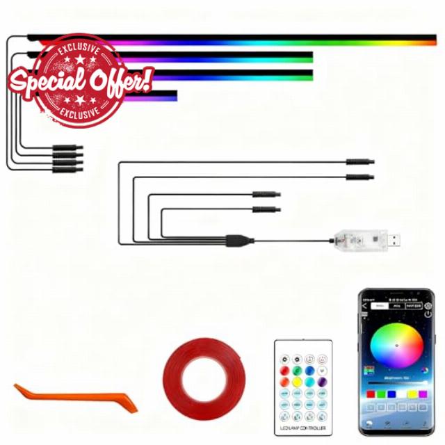 Acrylic Ambient Interior Lighting Car LED Strip Kit 4 in1 LED RGB Tape Light with APP Control