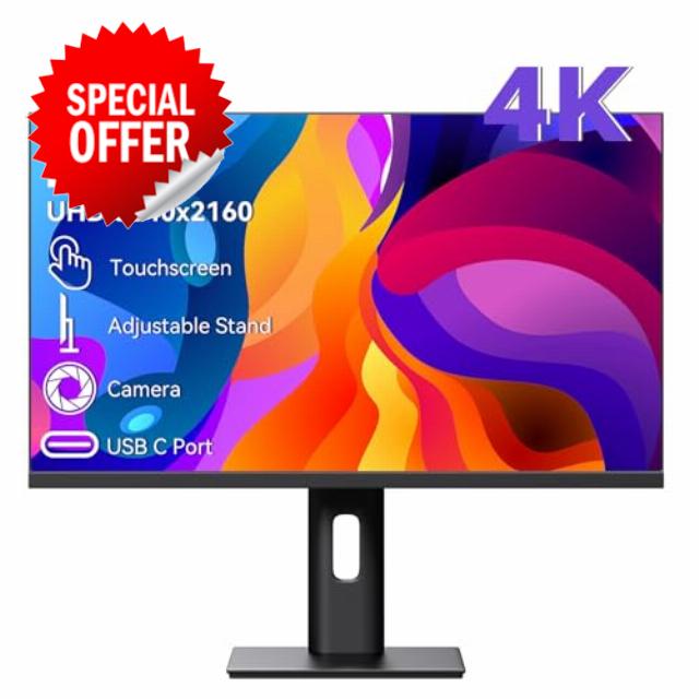 Touchscreen Monitor 4K Gaming 27 Inch UHD 3840x2160 IPS Computer Monitor with Webcam