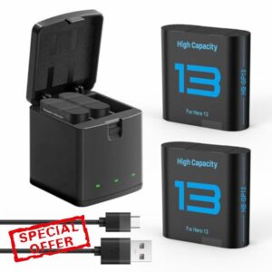 Battery Charger for GoPro Hero 13 ， 2 Pack 2800mAh Replacement Batteries with 3-Channel Type-C Battery Charger Statio