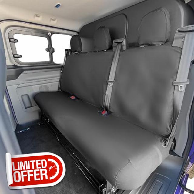 To Fit: Ford Transit Custom Rear Seat Covers Double Cab (Crew/DCIV) Fits VW Volkswagen Transporter T7 Back Seats