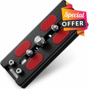 Haoge HQR-90 Tripod Arca Plates 90mm Universal Arca Swiss Quick Release Plate for Tripod Ball Head with Hand-Adjustable Stainless Steel Screw of 1/4" and 3/8" Built-in Strap Hole (New Version)