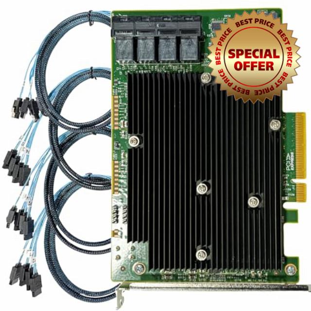 SAS HBA Controller Card Compatible with LSI 9300-16i IT Mode PCIe 3.0 12Gbps 16-Port SATA Expansion Card