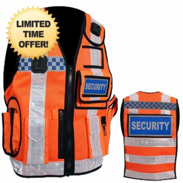 Hiviz Security Vest Tactical Security Jacket Dog Handler Safety Enforcement CCTV Jackets With free Badges Mesh Style Adults (One Size Fits All)