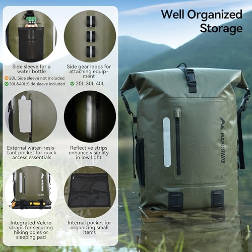 Floating Dry Bag 20L/30L/45L with Ergonomic Rectangular Base