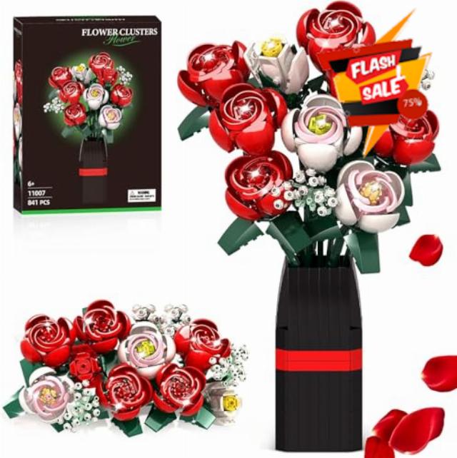 Roses Flowers Bouquet Building blocks Set