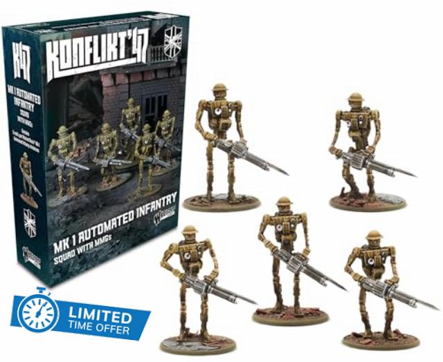 Warlord Games Mk I Automated Infantry Squad with MMG - British Commonwealth for Konflikt 47 Highly Detailed Miniatures
