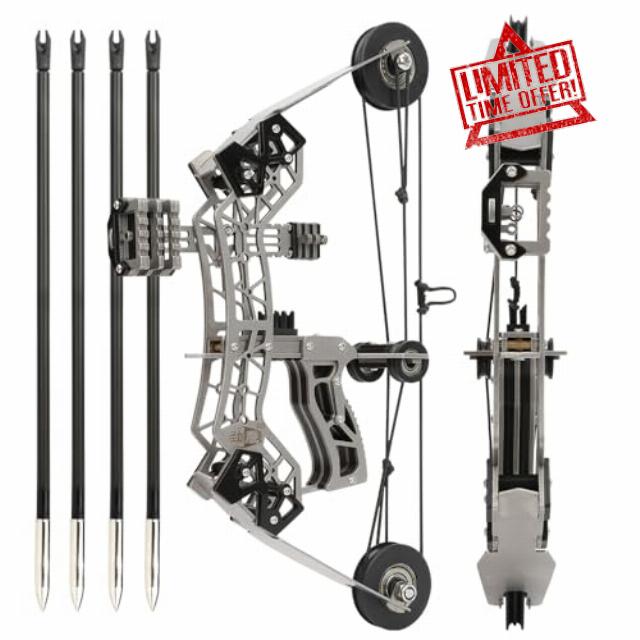 10.4inch Archery Small Compound Bow Arrow Kit for Indoor and Outdoor Stress-Relieving Shooting Games Target Practice Gift Accessories