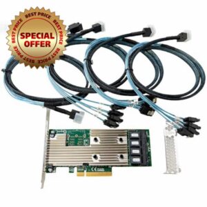 SAS HBA Card Compatible with LSI 9305-16i IT Mode PCIe SATA Expansion Card