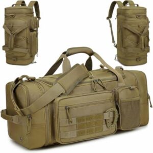 Tactical Gym Bag Mens Travel Duffel Bag 40-45L Expandable Sports Duffle Bag with Shoe Compartment 3 in 1 Medium Holdall Backpack Weekend Overnight for Training