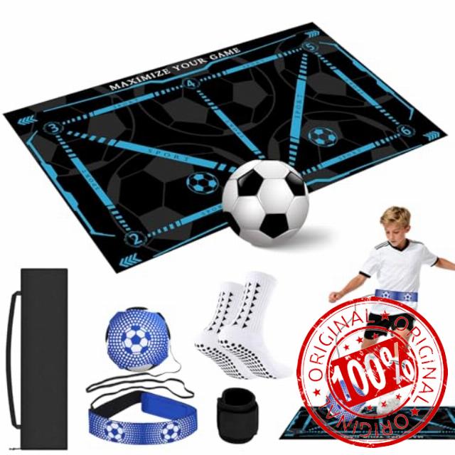 Homgaty Football Training Mat Set - Football Skills Mat 90 X 60 cm with Rebound Kick Trainer