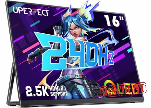 UPERFECT 240Hz Portable Gaming Monitor 16" QLED 2K 2560 * 1600 Portable Screen w/Kickstand | 100% DCI-P3 | 16:10 | 1200:1 Contrast | VESA | USB-C/HDMI | Small Monitor for Laptop/PC/Game Consoles