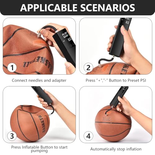 Basketball pump with 2Needle and 1Nozzle for Soccer Volleyball Rugby