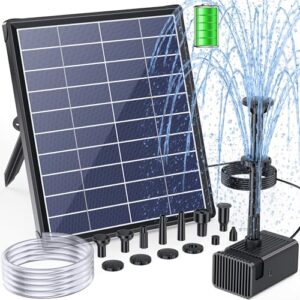 DIY Solar Water Fountain with Double-Layer Nozzles & Dry-Run Protection 5Ft Tubing for Ponds
