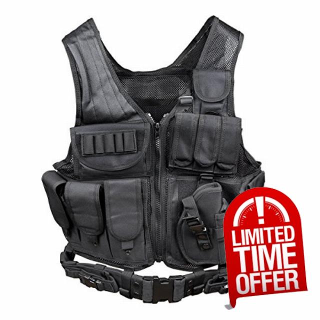 Goetland Tactical Vest Military Modular Vest Ultra-Light Outdoor Hunting Airsoft War Game 600D Polyester Paintball Training Vest for CS Combat Fishing Hiking Adjustable S-XXL