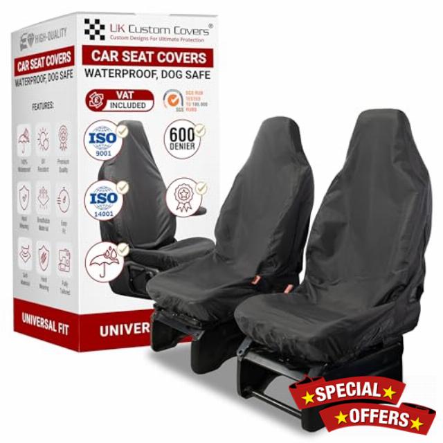 UK Custom Covers Universal Car Seat Cover - Heavy Duty Waterproof Car Seat Cover/Dog Car Seat Cover with All Weather Universal Fit for Front Car Seat Covers Front Set (Single Single)