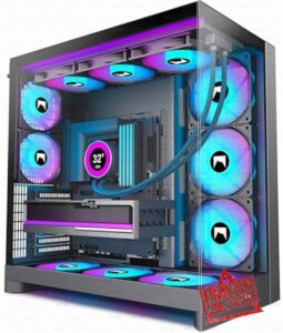 H2-ARGB(2026) HYXN ATX PC Case – Pre-installed 8 PWM ARGBFans (6X140mm and 2X120mm)