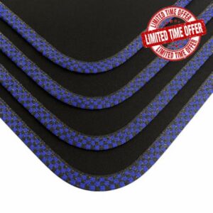 Car Mats - For Mini Cooper (2015-2025) - F55-5 Door - Tailored Floor Mats - Blue Check Trim - Black Carpet - Anti-Slip Backing - 4 Piece Set - VEL Pads