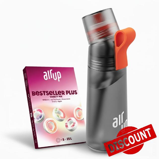 AIR UP® water bottle Twist Pro original starter set with pods in 5 flavours I 600ml drinking bottle with sugar-free flavouring I dishwasher-safe